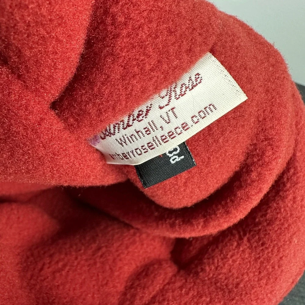 Vintage 90s Womens Hat Amber Rose Floral Fleece‎ Winter Fall Grunge Red Packable